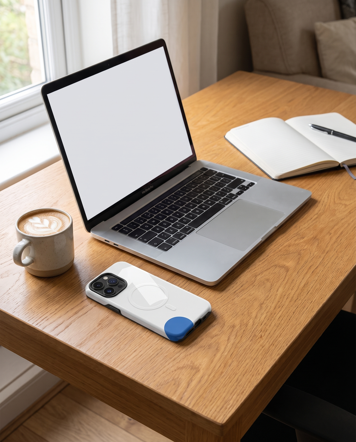 1 Logo MagSafe case on iPhone on a desk