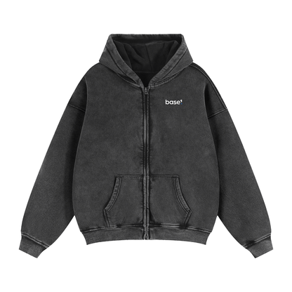 Base1 Zip-Through Boxy Hoodie
