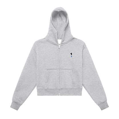 1 Logo Cropped Zip Hoodie – Dual Logo Edition