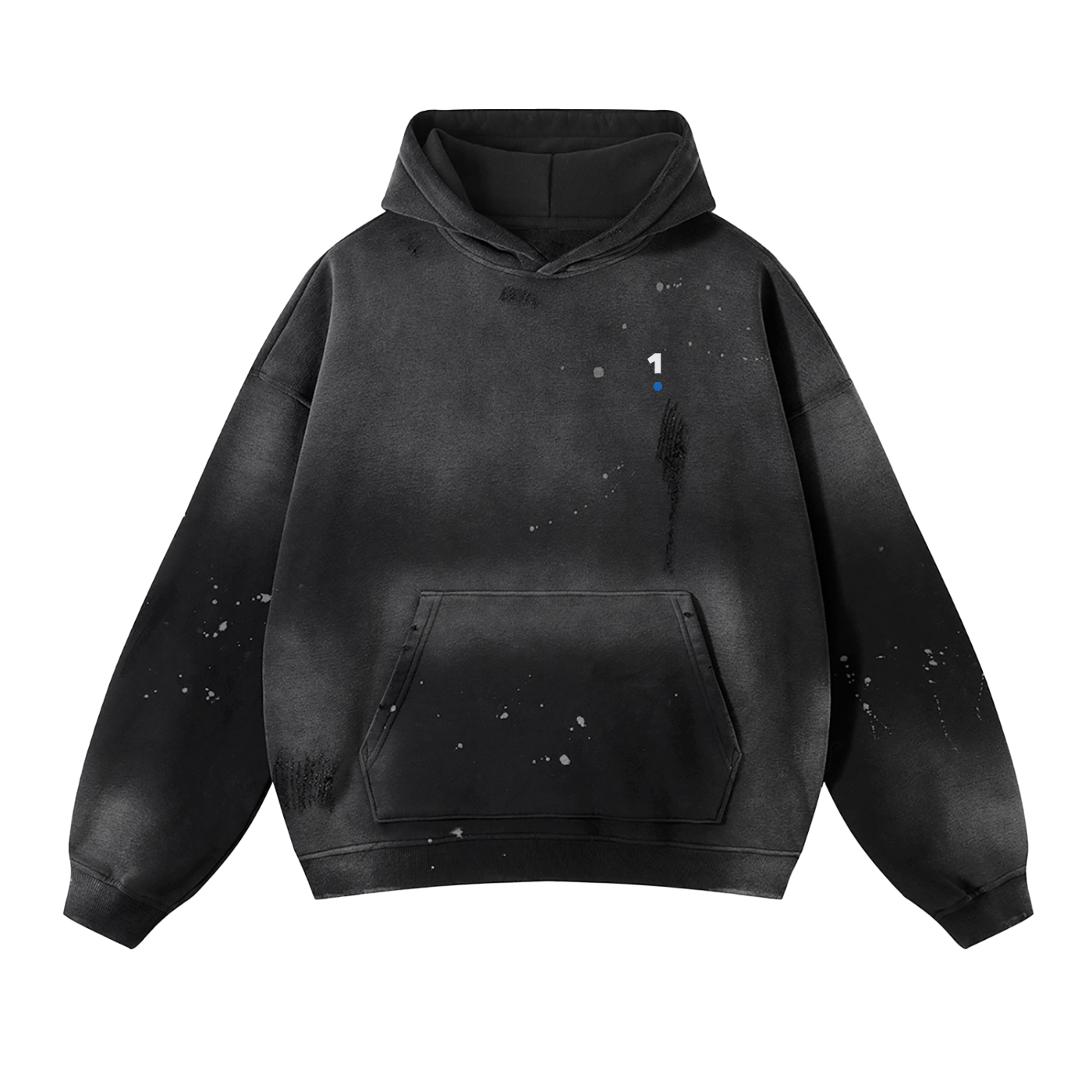 1 Logo - Vintage Wash Frayed Fleece Hoodie