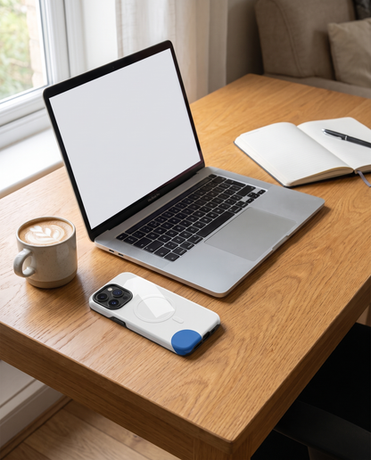 1 Logo MagSafe case on iPhone on a desk