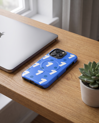 1 Logo Pattern MagSafe case on iPhone on a desk